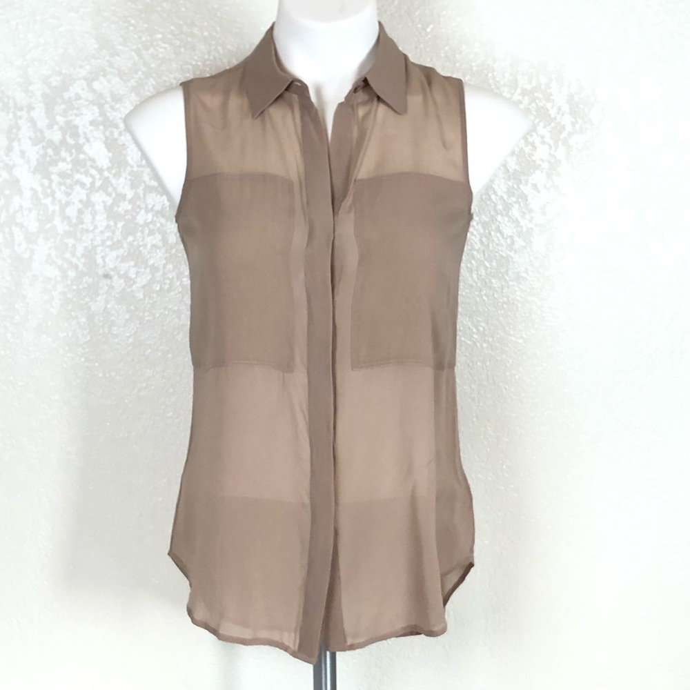 Theory sheer silk sleeveless top sz P/TP